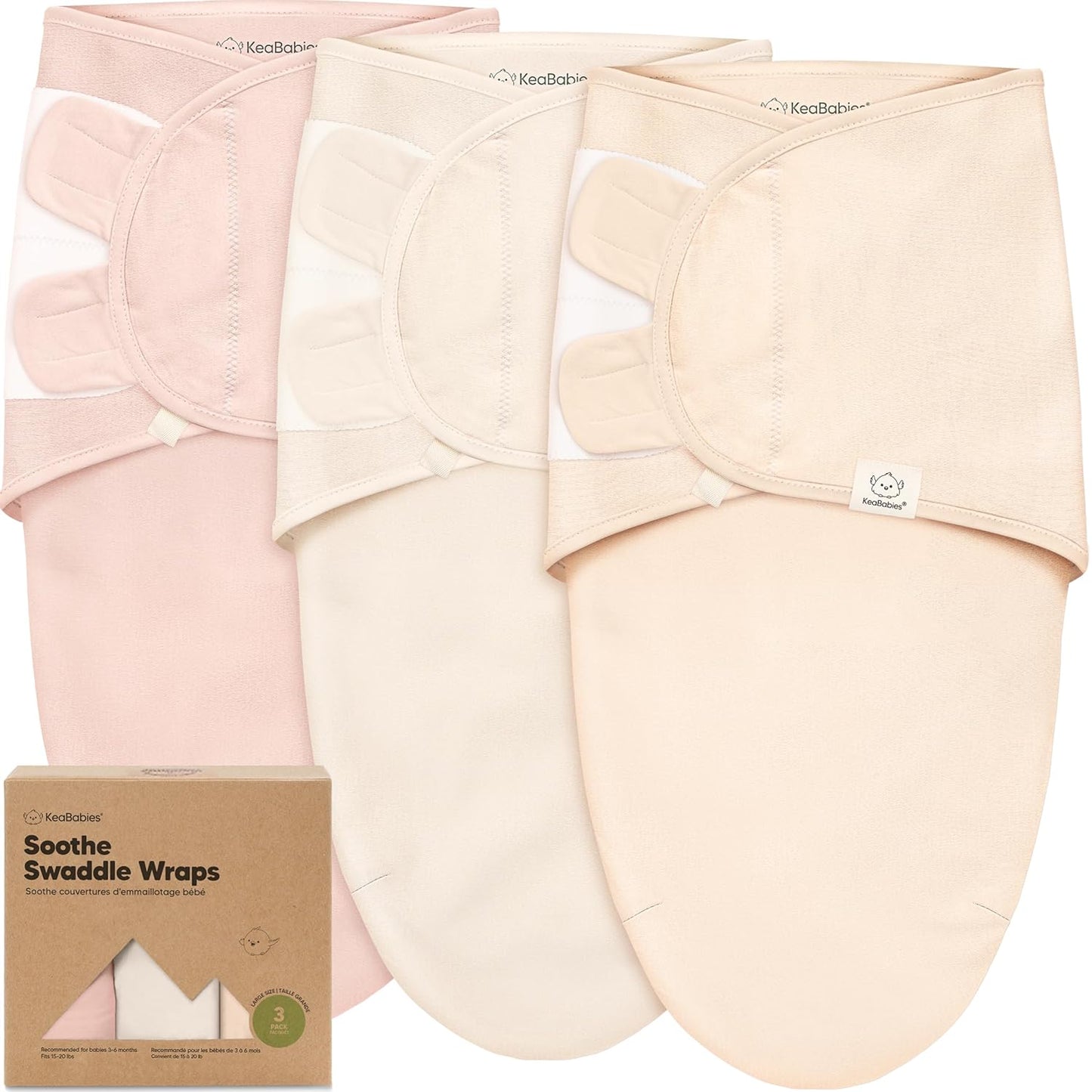 Skiennix Organic Baby Swaddle Sleep Sacks - Soft & Snug for Newborns 3-6 Months | 3-Pack, Angelic Color