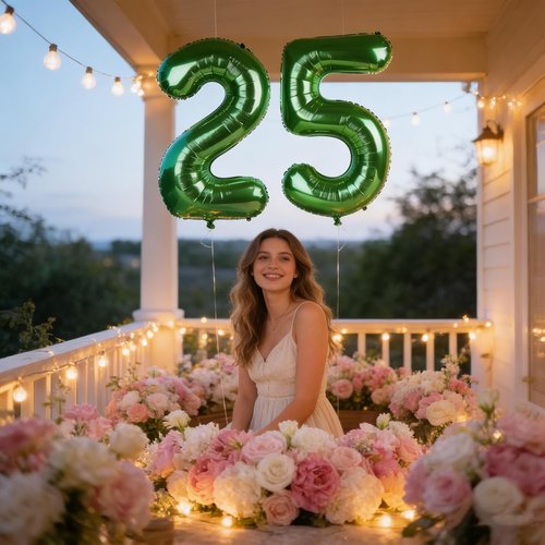 Happy 25th Birthday Decorations | 40-Inch Dark Green Foil Balloon Numbers for Women - Perfect for Parties & Anniversaries