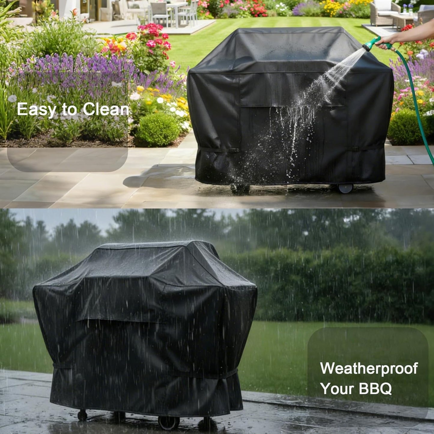 NettyPro BBQ Grill Cover - Heavy Duty Waterproof 32 Inch | Outdoor 2 Burner Gas Barbecue Cover - Black