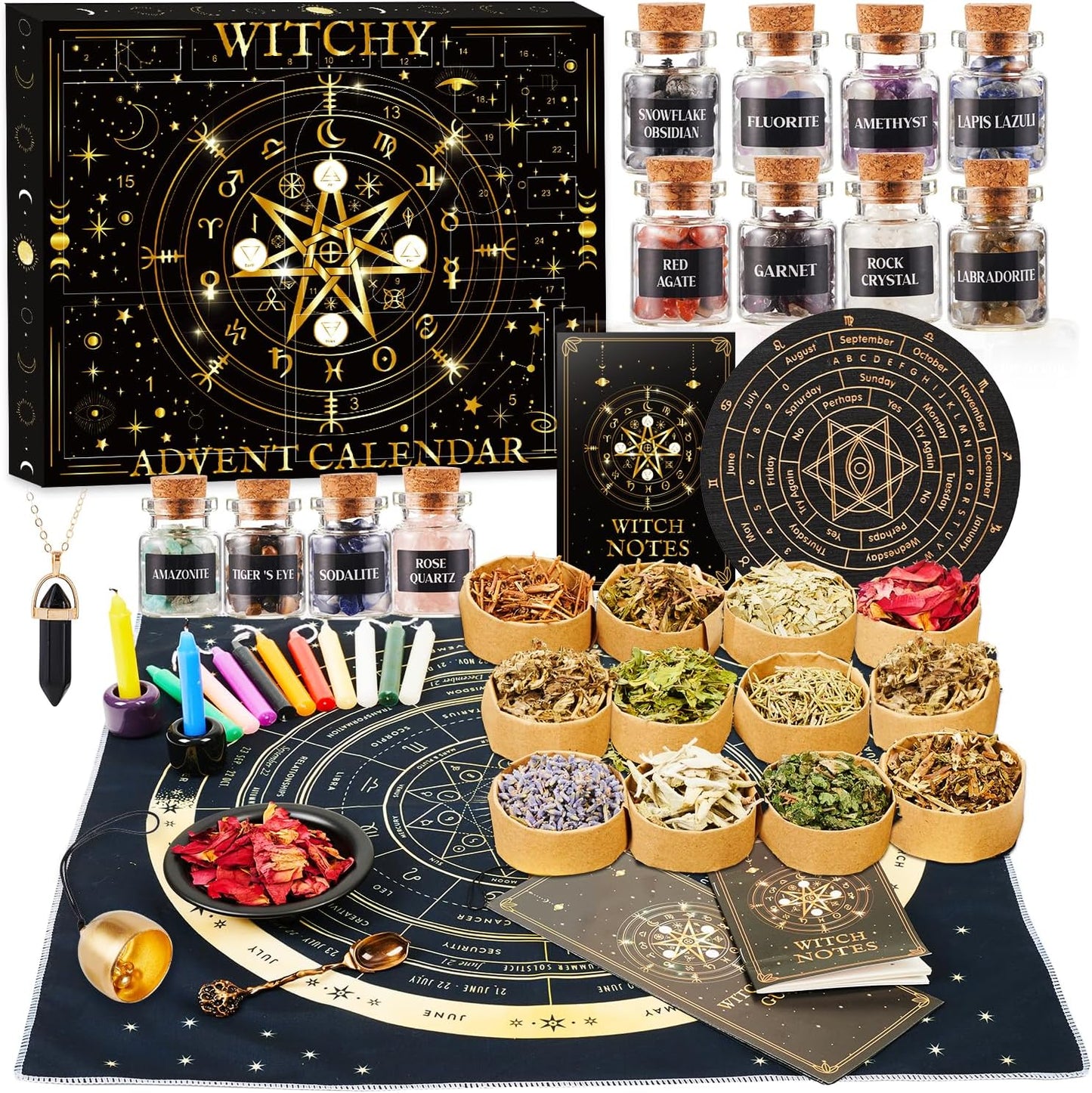 Skiennix Magical Witchcraft Advent Calendar - Healing Crystals, Herbs & Candles | Perfect Gift for Women & Teens