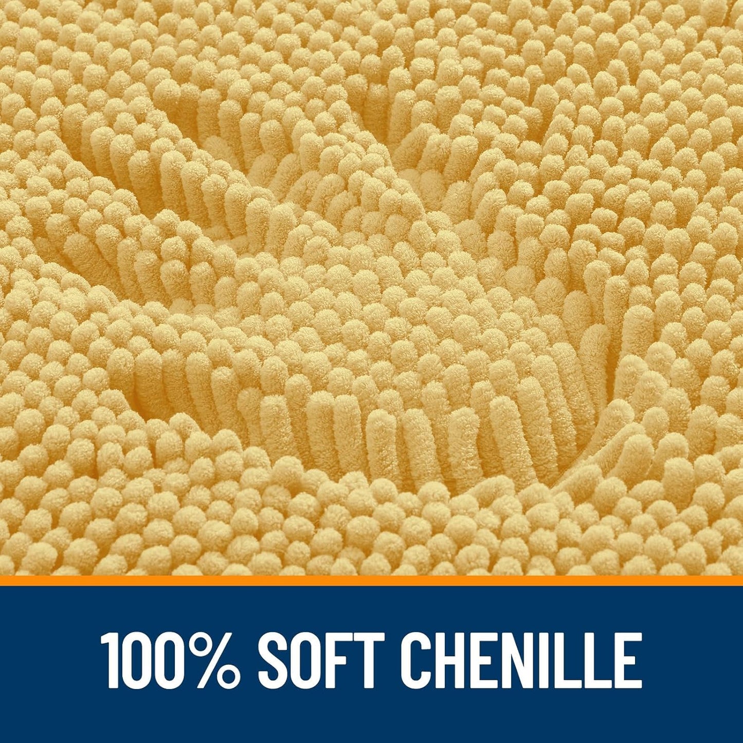 OLANLY Bathroom Runner Rugs - Extra Soft Chenille Bath Mats | Quick Dry, Machine Washable, 47x17 Inches, Yellow
