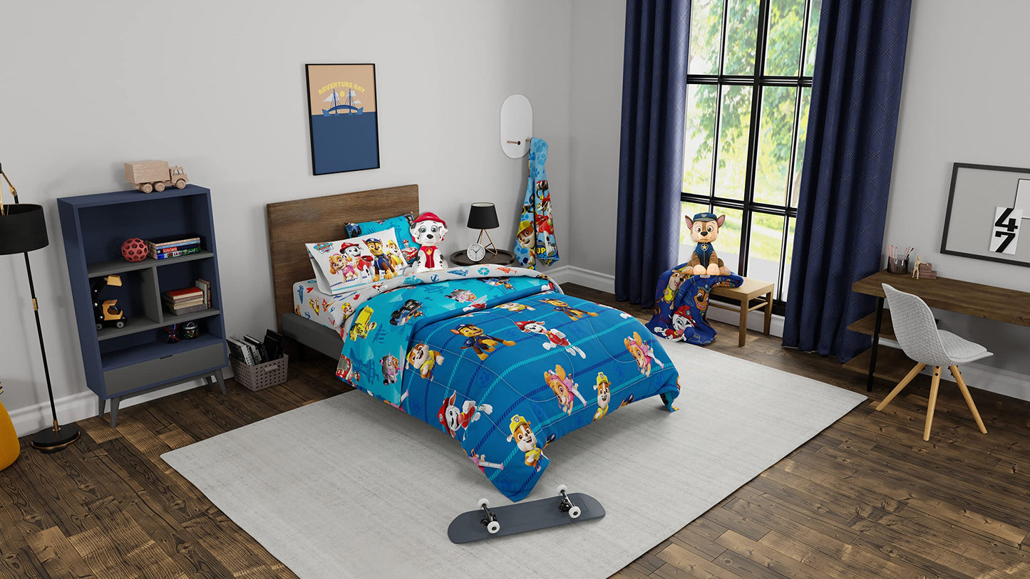 Paw Patrol Kids Bedding Super Soft Comforter and Sheet Set with Sham, 5 Piece Twin Size, (100% Officially Licensed Nickelodeon Product) By Franco