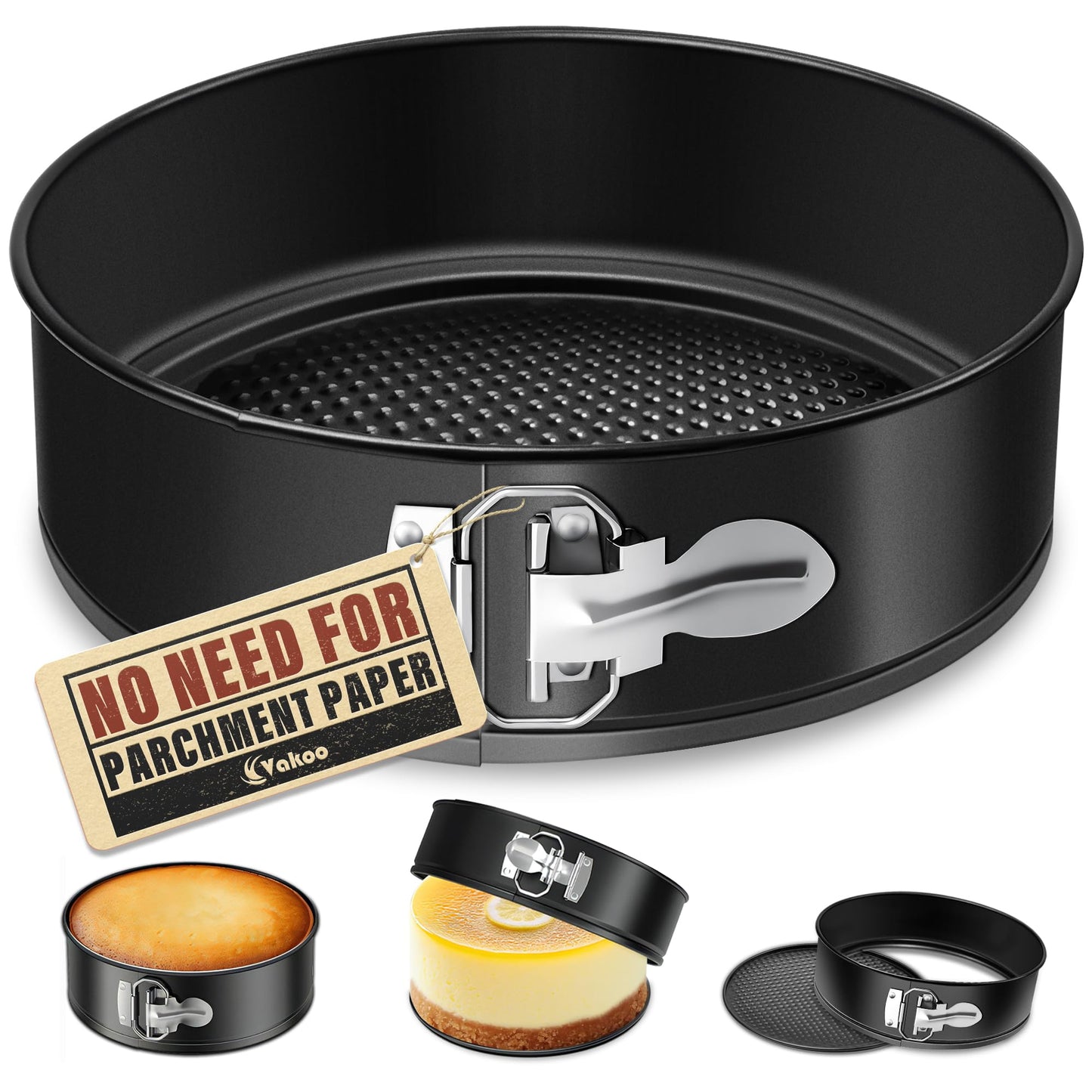 Vakoo Springform Pan - Available in 4, 7, 9, 10 Inch, Nonstick, Leakproof Cheesecake Pan for Baking, Easy Release, No Parchment Paper Needed - 7 Inch