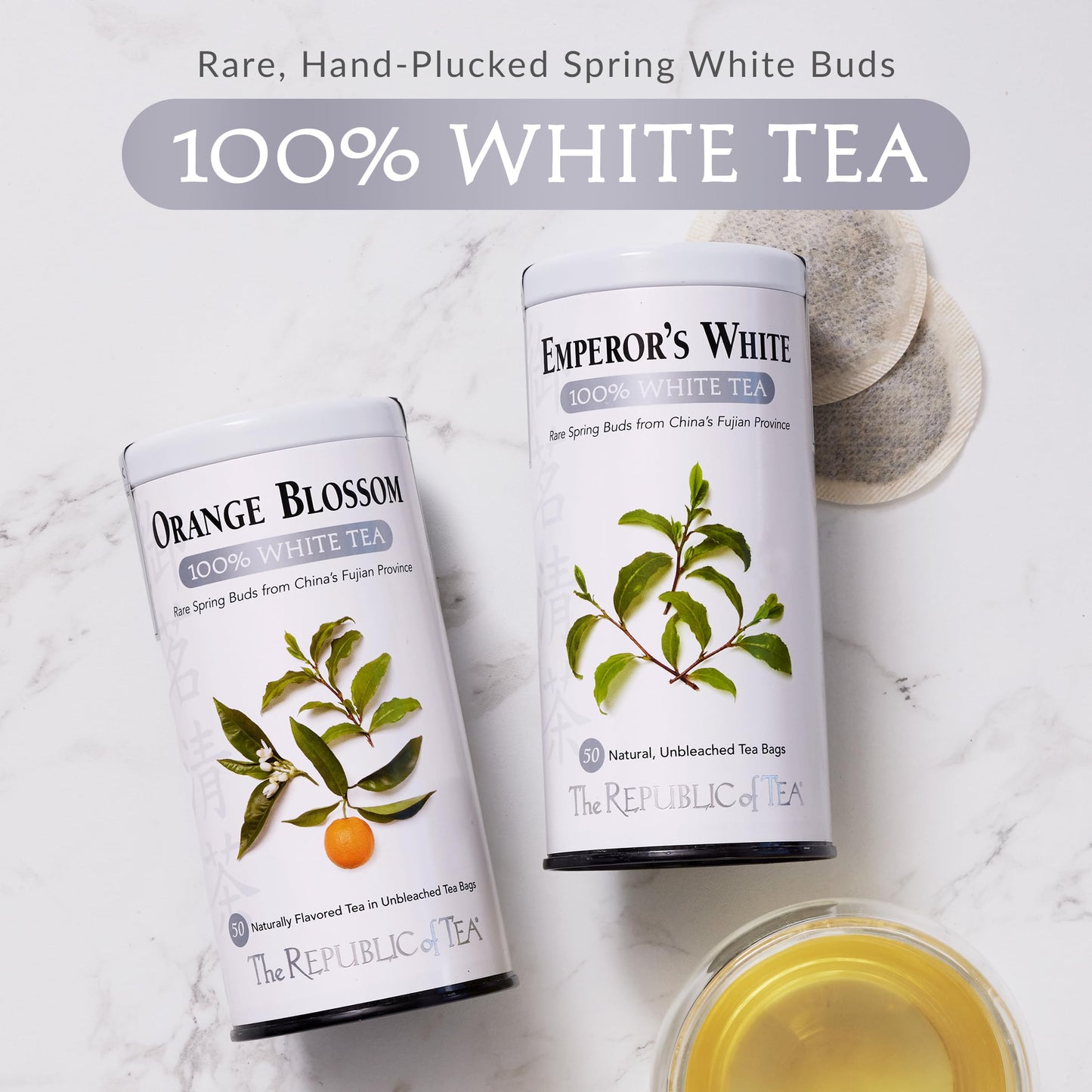 The Republic of Tea – Ginger Peach 100% White Tea Bags, Steeps 50 Low-Caffeinated Cups