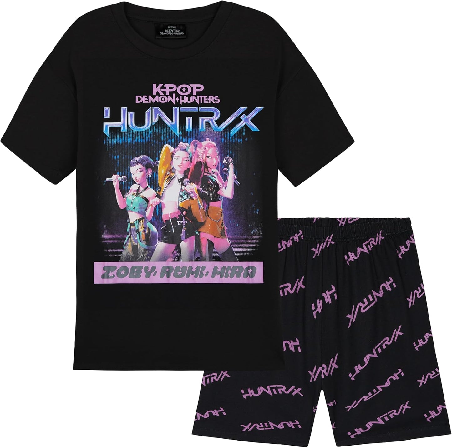 KPop Demon Hunters | Officially Licensed 2-Pc Pajama Set for Girls, Ages 5-14 - Soft T-Shirt & Shorts