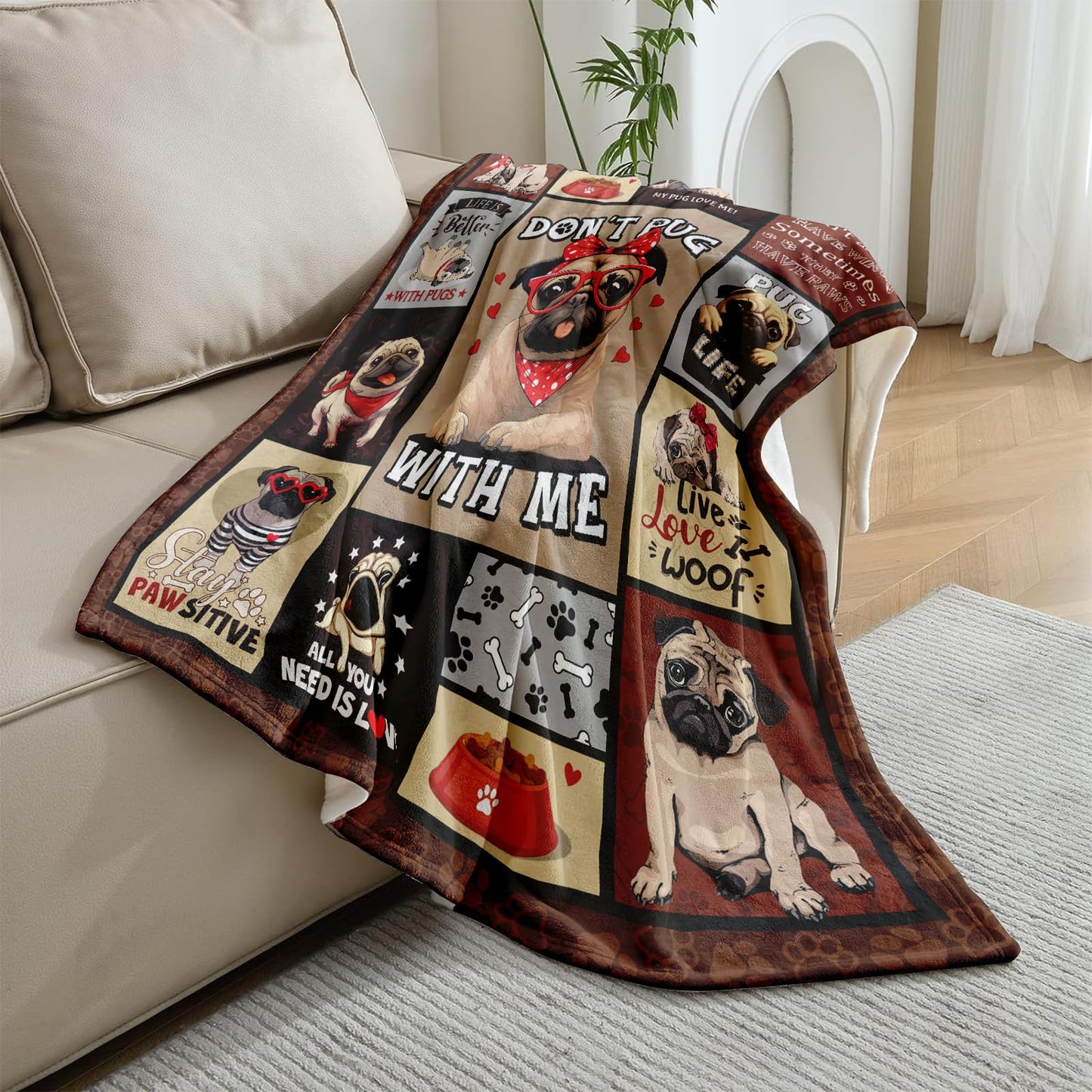 CIUGOIG Pug Gifts for Pug Lovers Blanket 50"x60"- Pugs Themed Gifts for Women/Owners Stuff - Birthday Ideas for Pugs Dog Throw Blanket for Kids & Adults