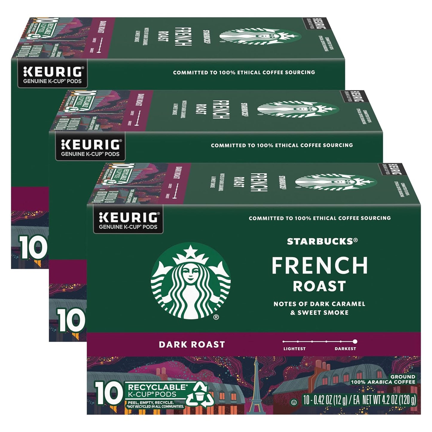 Starbucks Coffee K-Cup Pods - French Roast Dark Roast Coffee | 100% Arabica, 30 Pods Total