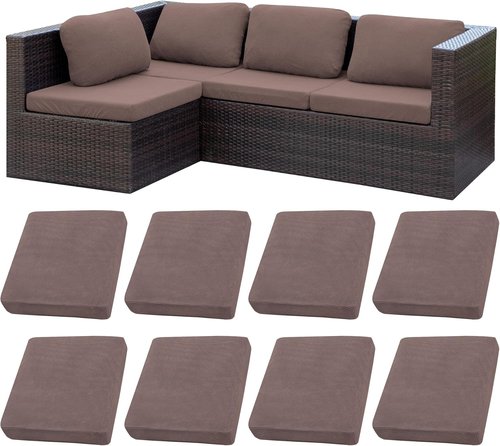 BIETYONE Outdoor Couch Cushion Covers - 8Pcs Washable & Reusable Patio Furniture Protectors | Camel