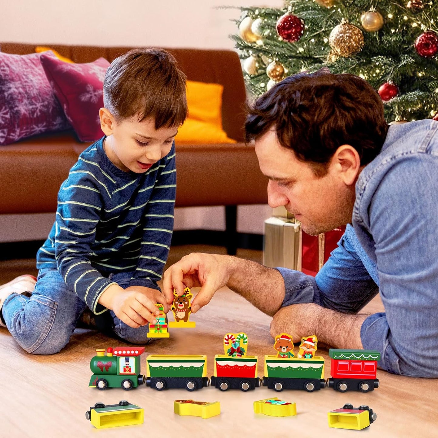 Wooden Advent Calendar by Toddler | 24-Day Magnetic Animal Train Set for Kids - Perfect Christmas Countdown Gift