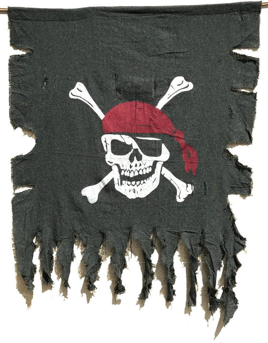 Large 3ft x 2.5ft Retro Pirate Flag - 2pcs Weathered Linen for Halloween & Kids Room Décor