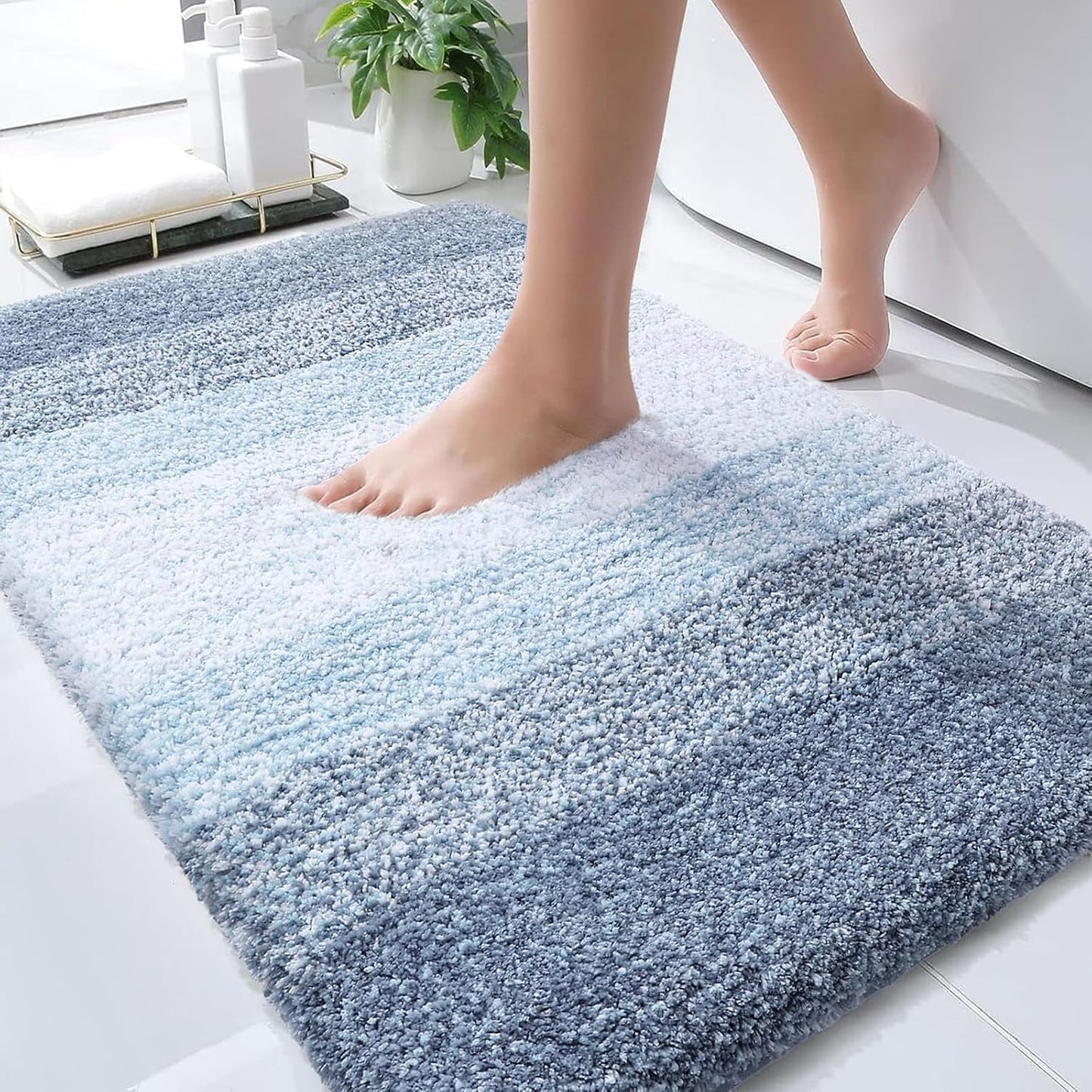 OLANLY Bathroom Rugs - Extra Soft Microfiber Mat 34x21 | Quick Dry & Machine Washable, Blue