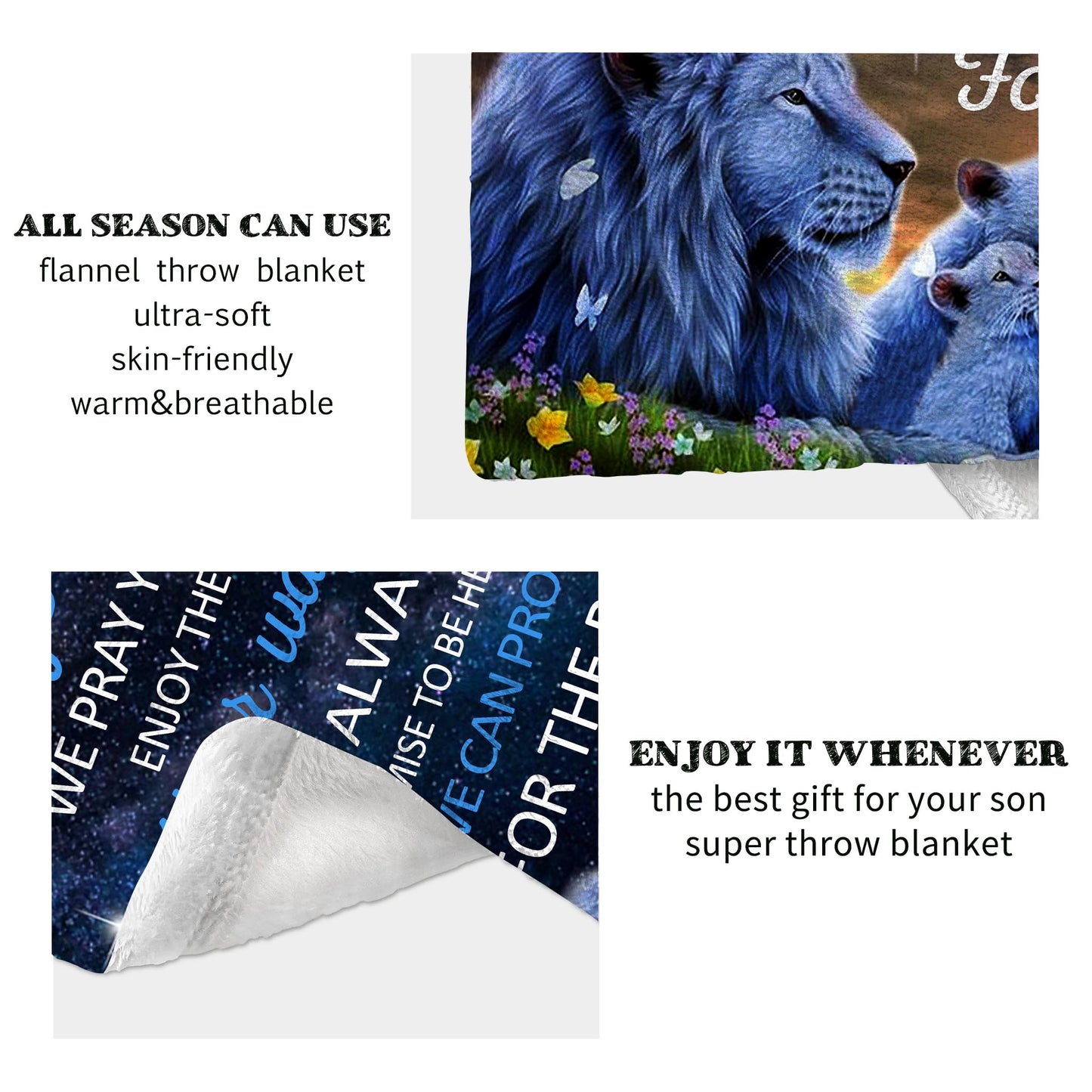 YOYICU Gifts for Son Birthday, Son Gifts from Mom and Dad, to My Son Blanket, Birthday Present for Child Lion Blanket Christmas 50” x 60”