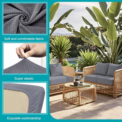 BIETYONE 12Pcs Stretch Patio Cushion Covers - Washable Outdoor Couch Slipcovers for Furniture (Grey)