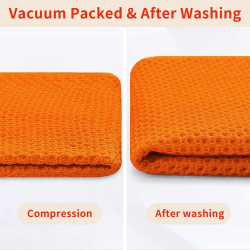 Homaxy 100% Cotton Waffle Weave Kitchen Dish Cloths, Ultra Soft Absorbent Quick Drying Dish Towels, 12 x 12 Inches, 12-Pack, Orange