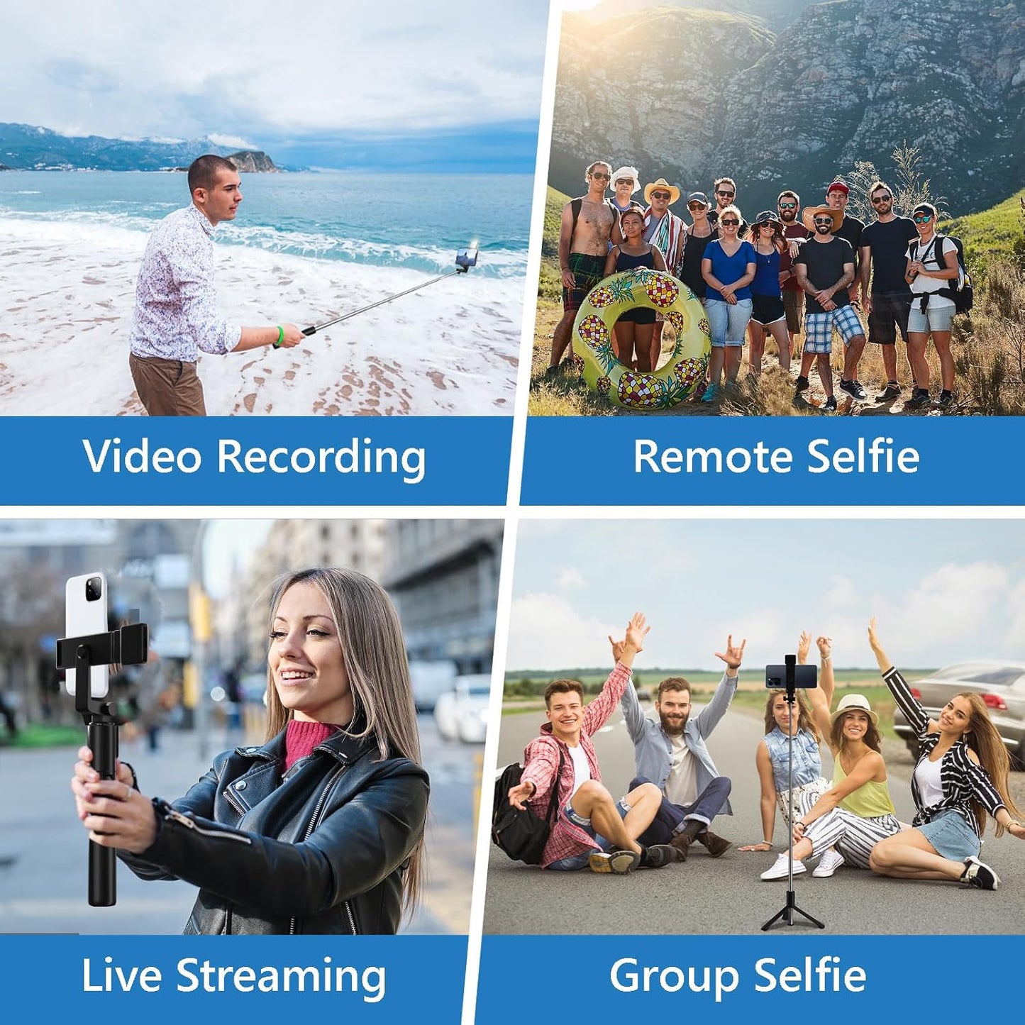 Skiennix Selfie Stick - 40-Inch Retractable Tripod with Wireless Remote & Light | Portable for Photography & Streaming