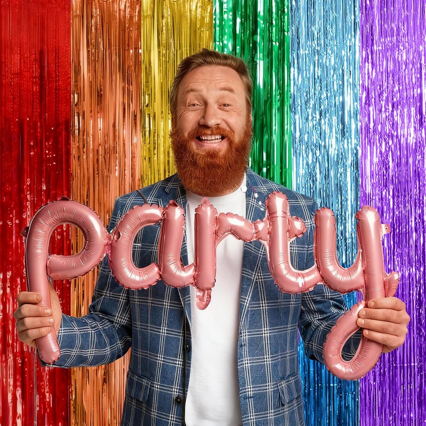 Skiennix Rainbow Backdrop - Colorful Tinsel Curtain Party Streamer for Birthdays & Events | 2 Pack