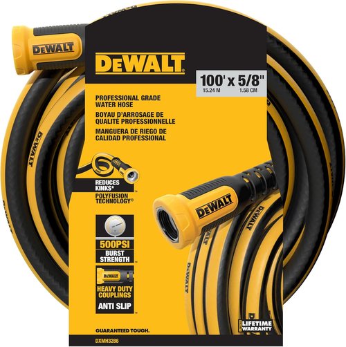 DEWALT Heavy Duty Garden Hose - 100 Feet x 5/8 Inch | Professional Grade Durability