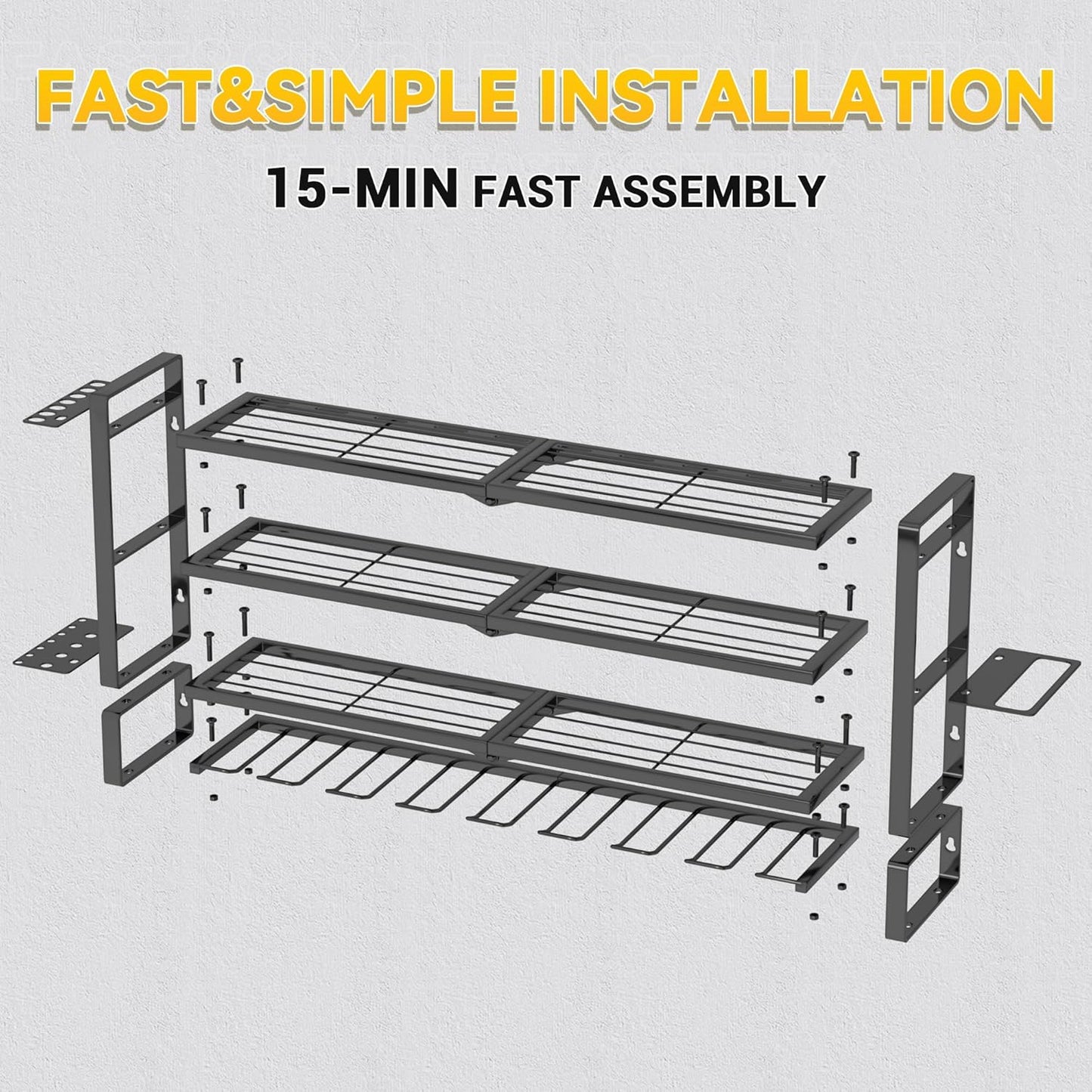 Skiennix Heavy Duty Power Tool Organizer - 4 Layers Wall Mount Rack with 8 Cordless Drill Holders | 400lbs Capacity