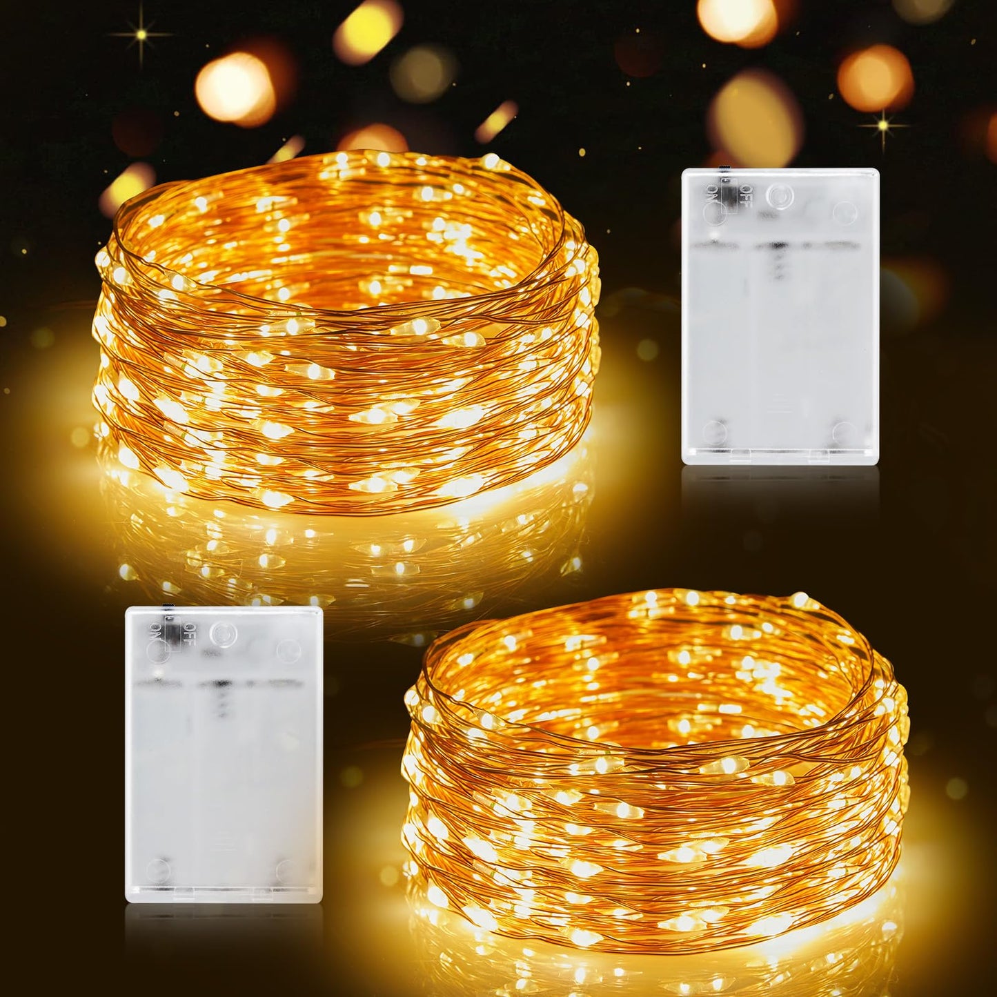 Minetom Fairy String Lights, 33Ft 100 LED Mini Battery Operated Fairy Lights Copper Wire Twinkle Lights Mason Jar Lights, Waterproof Starry Firefly Lights for Party Wedding Christmas Decor