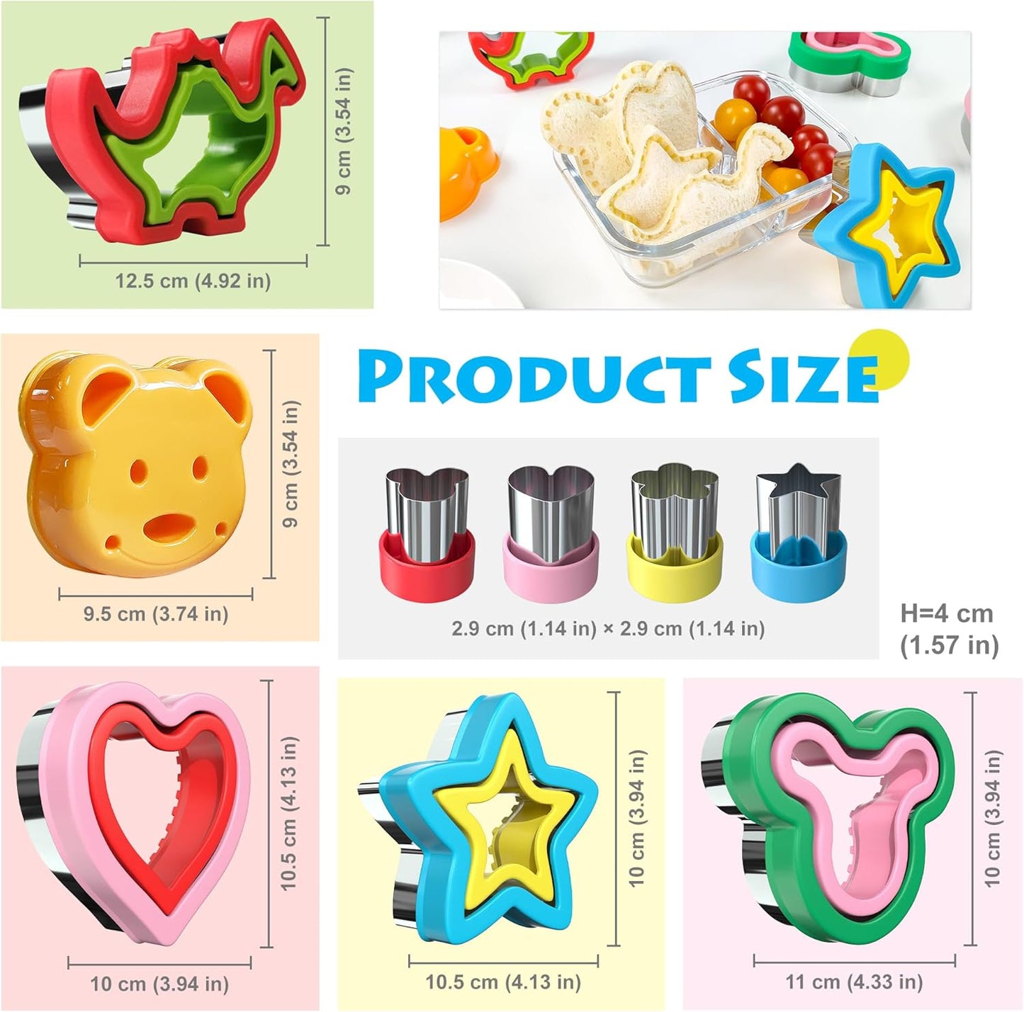 Skiennix Sandwich Cutter and Sealer - 5 PCS Kids Decruster for Fun Lunchbox & Bento Box Meals