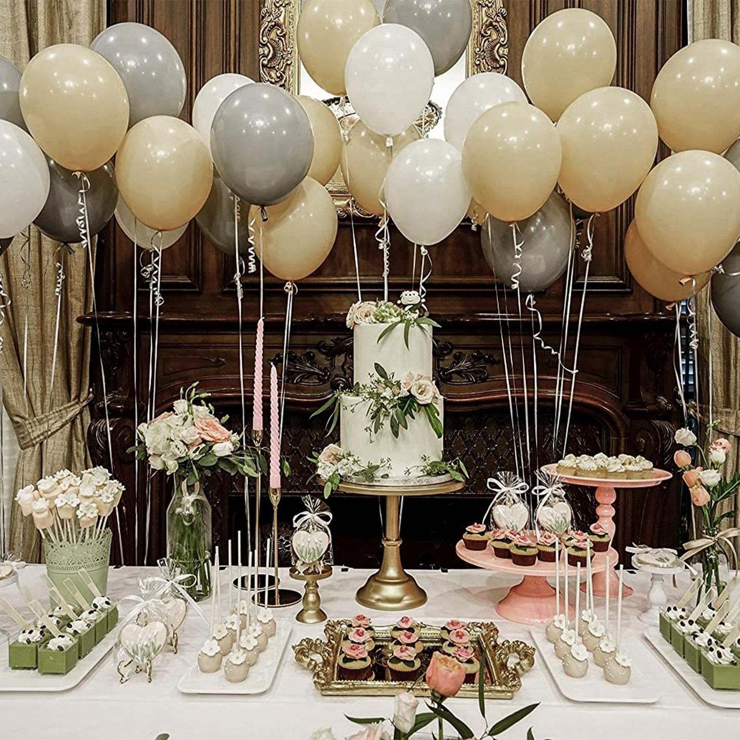 PartyWoo Cream Balloons 50 pcs 12 Inch Beige Ivory Nude Neutral Boho Fall Latex Helium Balloons for Wedding Graduation Birthday Boy Baby Shower Cowgirl Jungle Theme Party Decorations Brown-F56