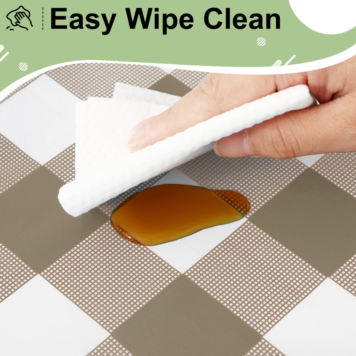misaya 3 Packs Buffalo Disposable Table Cloth, 54 x 108 Inch Waterproof Plastic Tablecloth, Rectangle Khaki and White Checkered Table Covers for Picnic, Birthday, Party