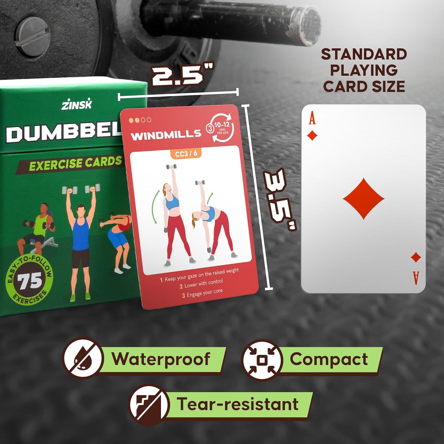 75 Dumbbell Workout Cards - Full Body Weight Training Exercise Deck for At-Home Fitness | 12 Pre-Made Strength Workouts