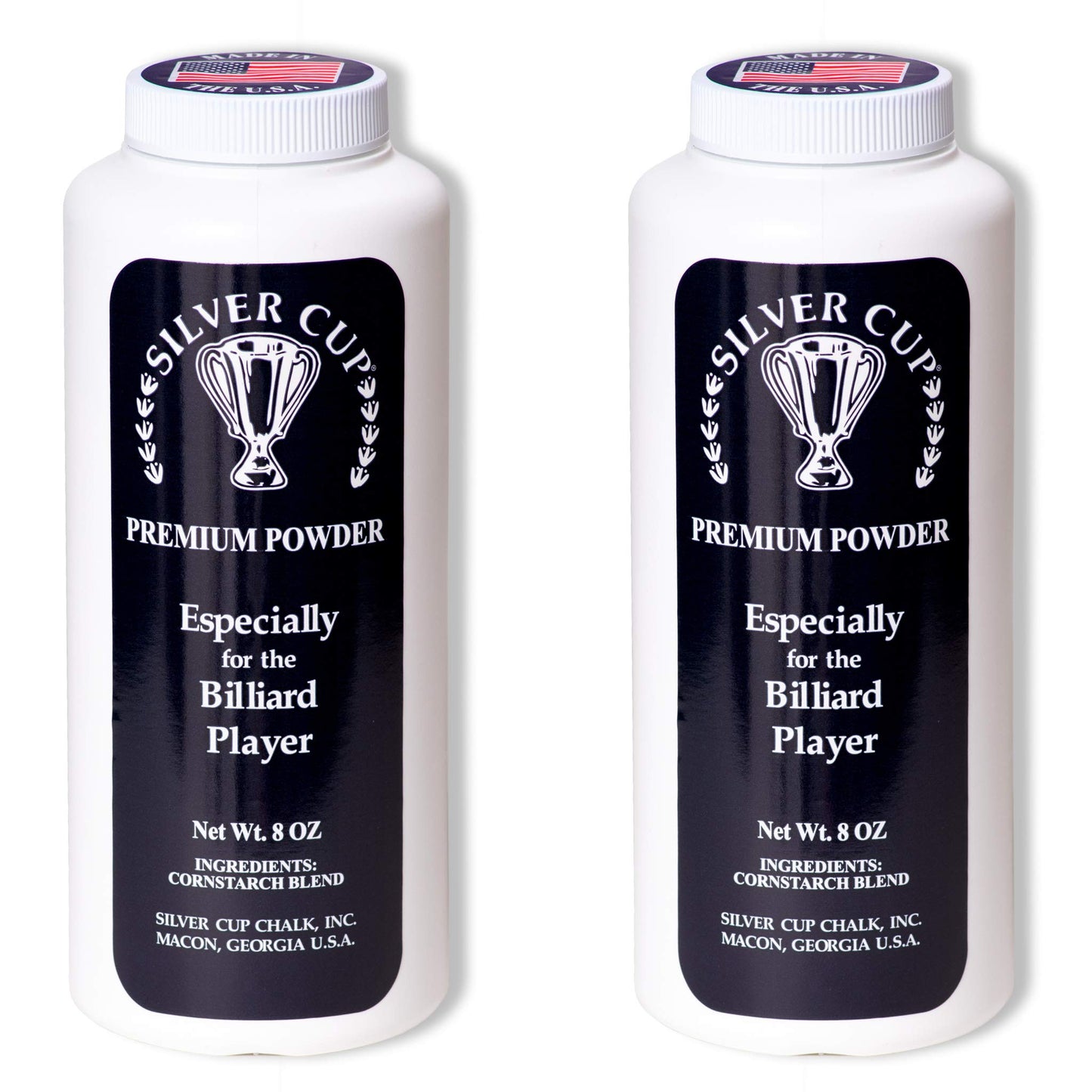 Silver Cup Billiard Premium Bottle Powder White 8 oz. Bottles (2-Pack)