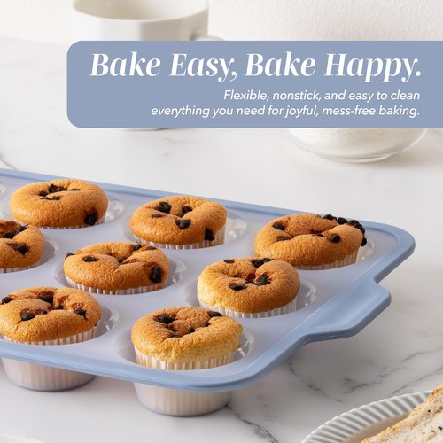 Cook With Color 17-Pc. Silicone Baking Pan Set - Non-Stick Muffin Pans & Sturdy Metal Frame | Easy Clean