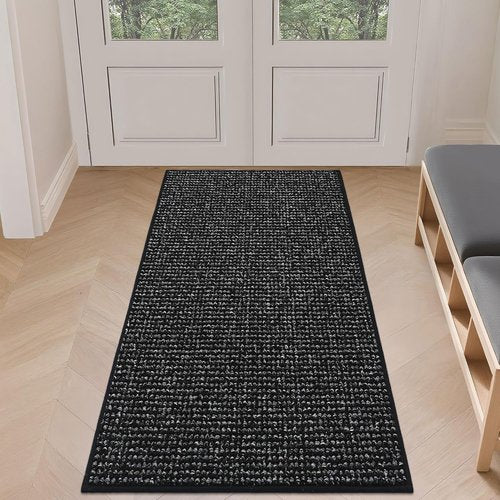 BEQHAUSE Dirt Trapper Door Mat - Non-Slip, Washable, Absorbent Entrance Mat | 24" x 60", Black