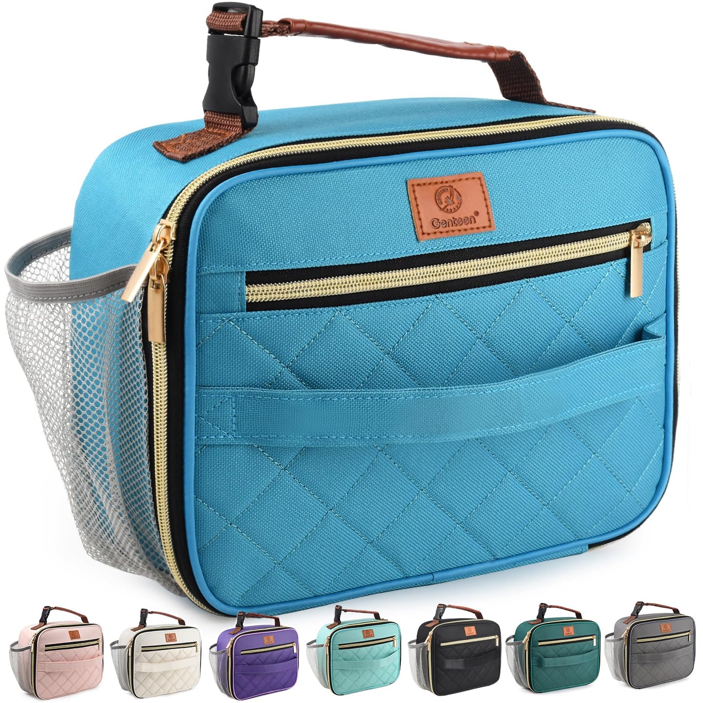 Genteen Lunch Box for Kids, Boys - Insulated Small LunchBox Reusable, Zip Closure & Buckle Handle, Portable Cooler for Work, School, Travel (Light Green)