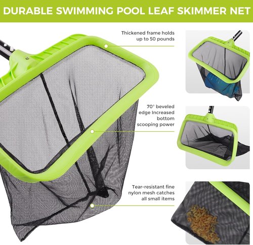 BoxedHome Pool Skimmer Net - Durable Nylon Mesh for Easy Leaf & Debris Cleanup | Reinforced Frame