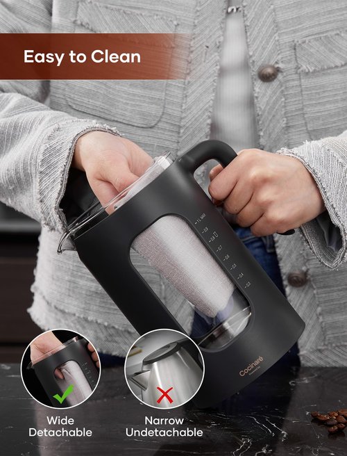 Electric Tea Kettle, INTASTING Glass Electric Kettle with tea Infuser and Precise knob temperature control, 1200W Fast Heating, BPA-Free, Easy to Clean, 1 Liter (Wood)