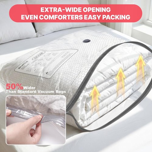 IDEATECH Jumbo Vacuum Storage Bags - 15-Pack Heavy Duty Compression Bags with Electric Pump for Clothing & Bedding | Airtight Seal
