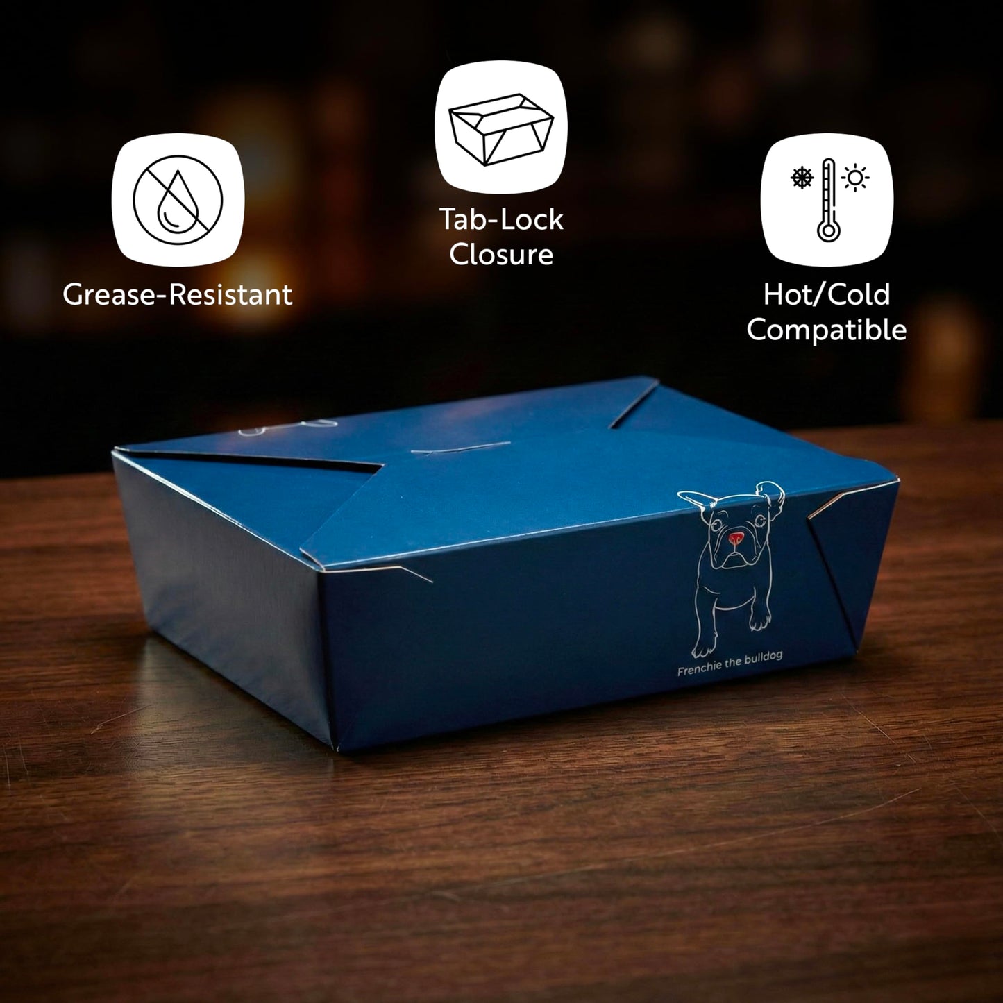 Restaurantware Paper Take Out Box 50 Count 8.5 x 6.2 x 2.6 Inches 71 oz Leakproof Frenchie Food Container with Secure Lid, Grease-Resistant Rectangular Design for Large Capacity Food Storage