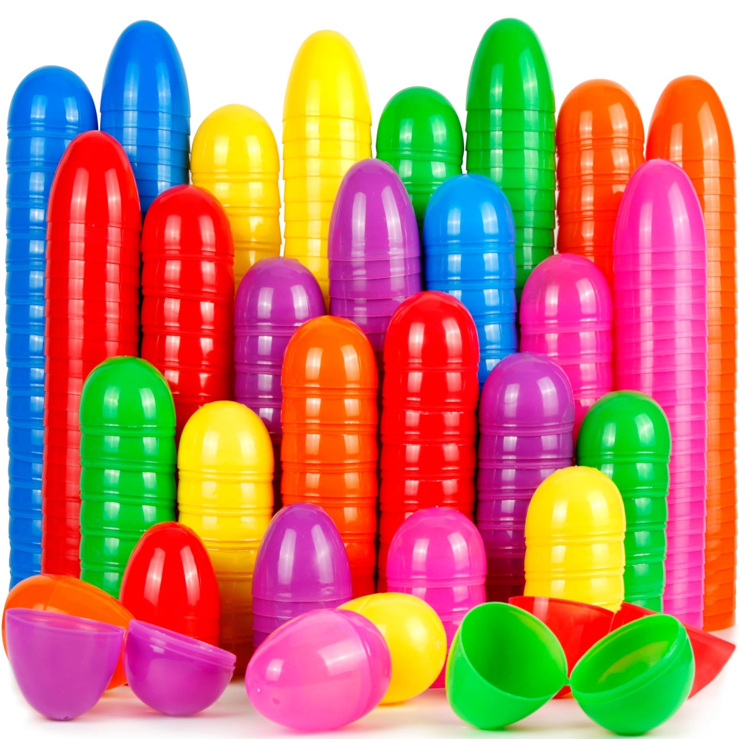 OCTERIC 240Pcs Easter Eggs, 2.3" Fillable Bright Colors Plastic Easter Eggs Empty for Easter Hunt, Easter Basket Stuffers, Party Favor, Classroom Prize Supplies