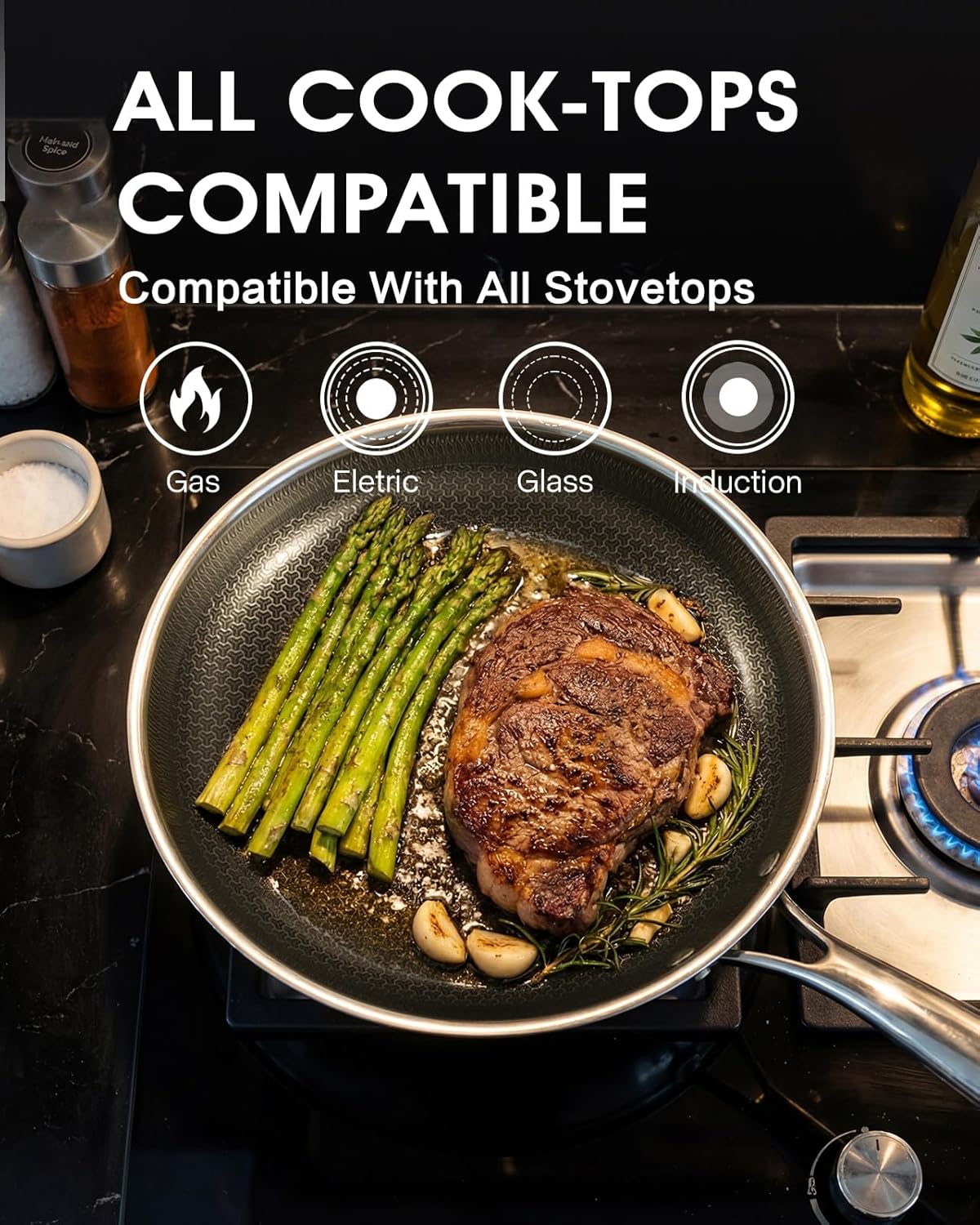 Skiennix 8-Inch Non-Stick Frying Pan | Hybrid Tri-Ply Stainless Steel with Ceramic Coating, PFOA-Free, Dishwasher & Oven Safe