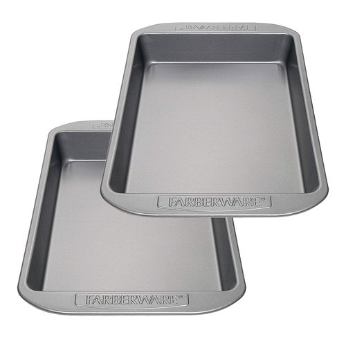 Farberware Nonstick Bakeware Baking Pan Set / Nonstick Cake Pan Set, Rectangle - 2 Piece, Gray