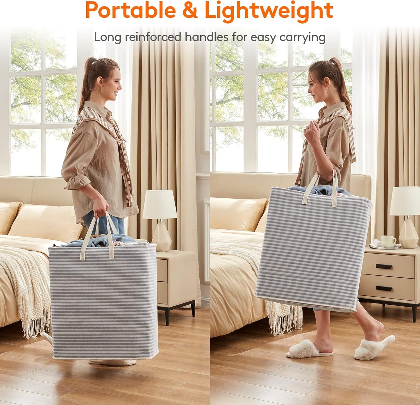 Lifewit Laundry Basket - 100L Collapsible Hamper with Reinforced Handles | Waterproof Design in Grey