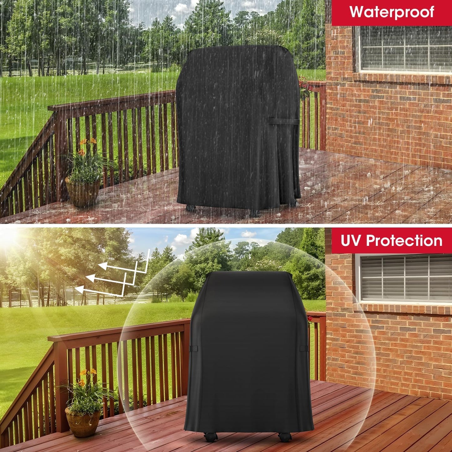Unicook 30-Inch Grill Cover - Waterproof Vinyl & Polyester Lining for Weber Spirit 210