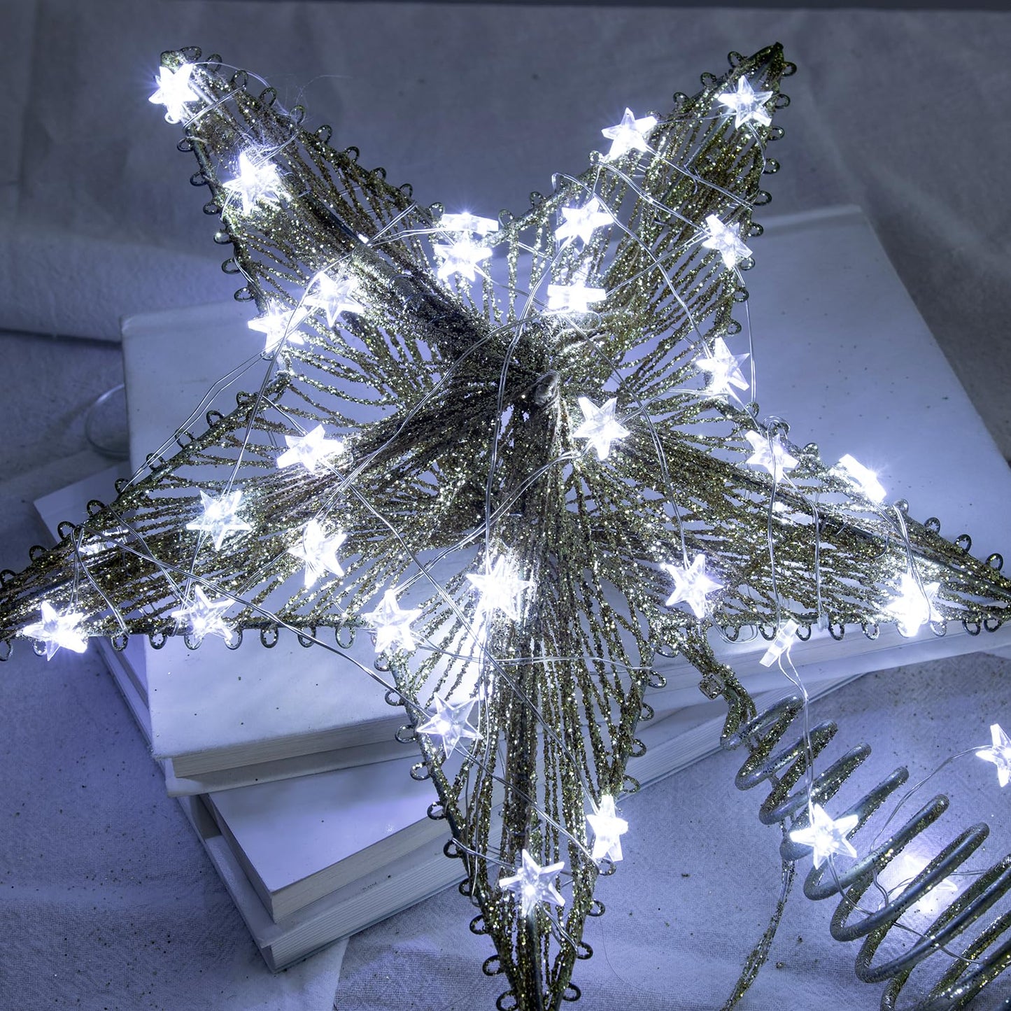 ZELUXDOT 6 Packs 6.6ft 20 LEDs Star Fairy Lights Battery Operated,Mini Star String Lights,Waterproof Twinkle Starry Light for DIY Bottle Table Christmas Ramadan Wedding Halloween Decor,Cool White