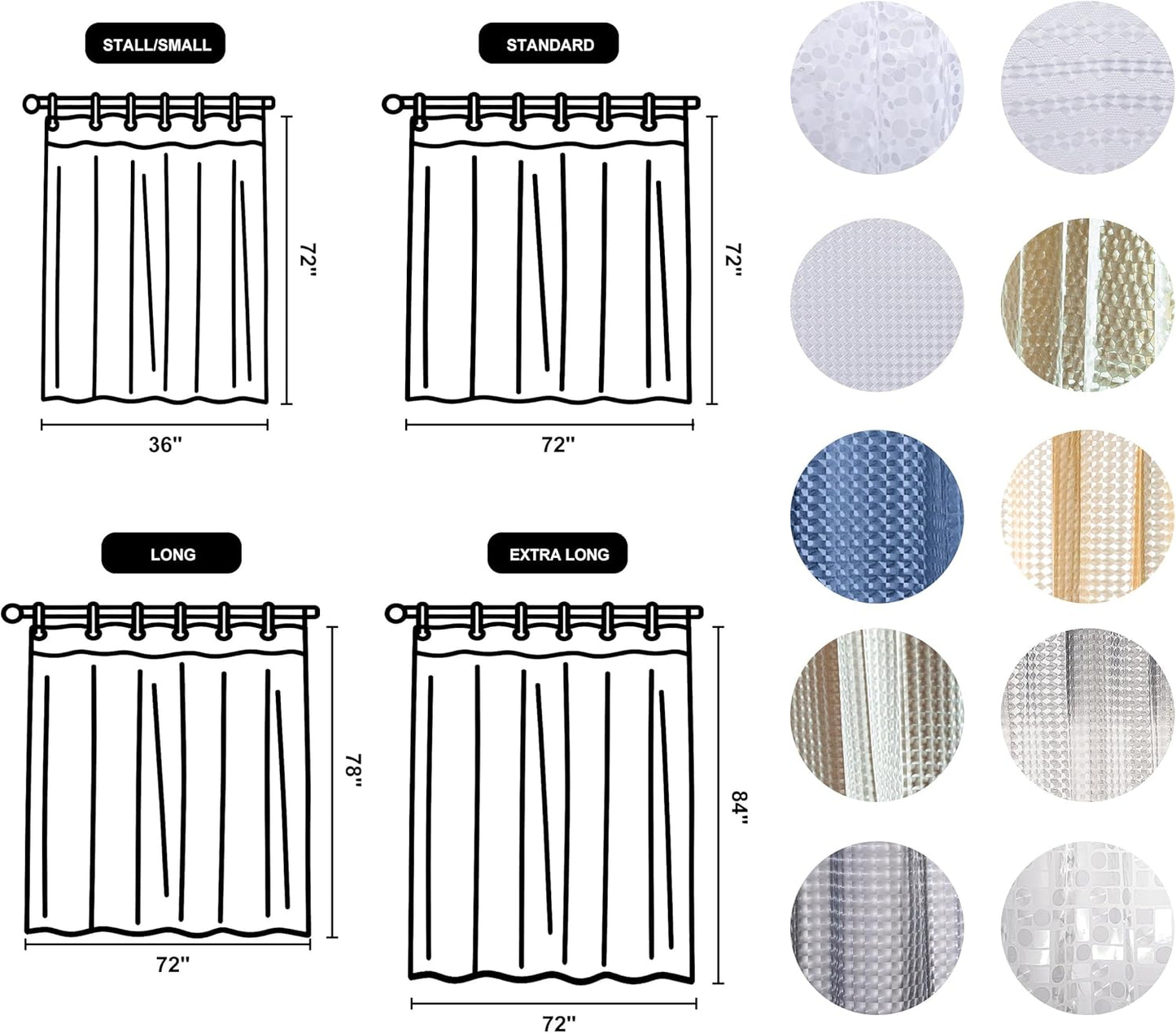 NTBAY Clear Shower Curtain - Water-Repellent EVA with 3 Magnets | 72x72 Inches for Bathroom