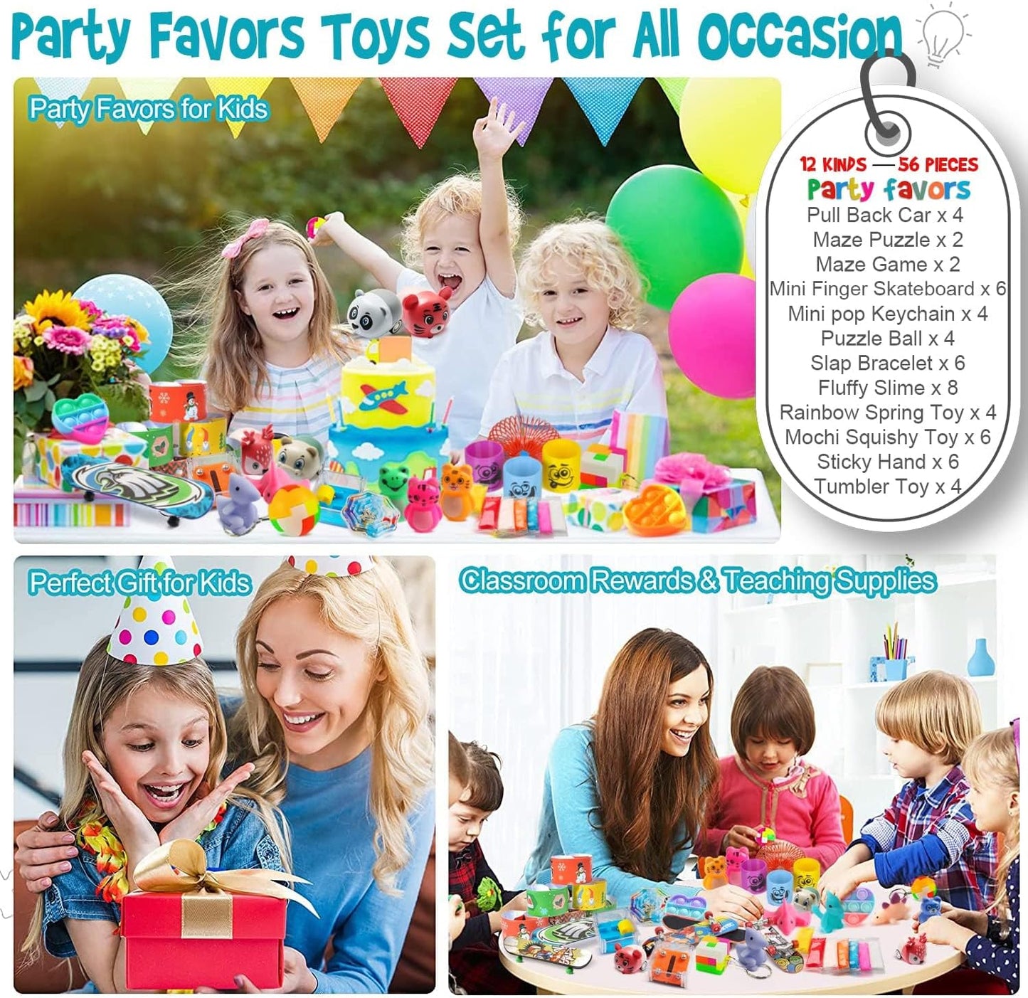 Totbit 56 Pcs Party Favors - Fun Treasure Chest Toys for Kids | Ideal for Birthdays & Classroom Prizes