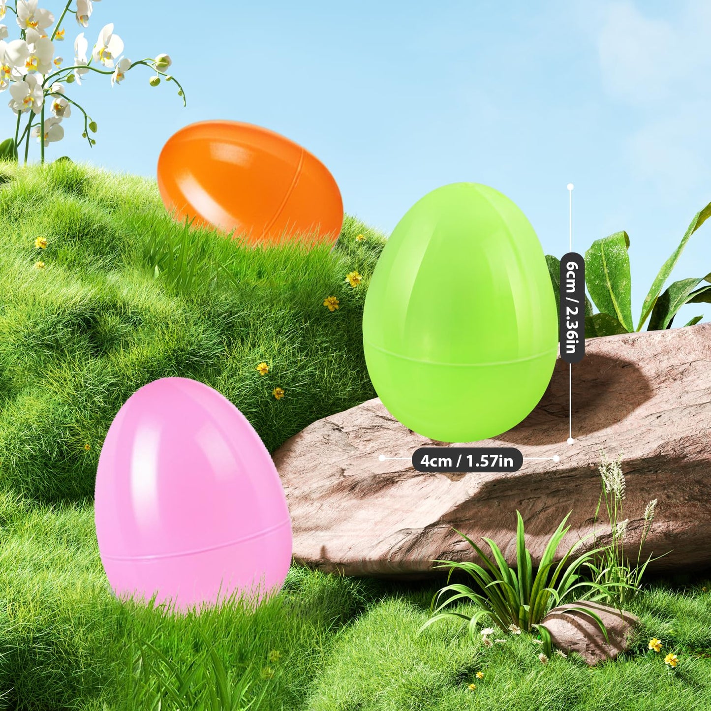 YZNlife 600Pcs Plastic Easter Eggs Bulk – 2.3" Fillable Empty Eggs for Easter Egg Hunt, Party Favors, Basket Stuffers, Classroom Prizes, & Treat Filling – Bright Multicolor ﻿ ﻿
