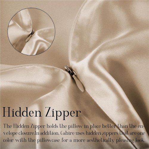 Gabire Mulberry Silk Pillowcases - Set of 2 Real Silk for Hair & Skin, Champagne, Standard (20"×26")