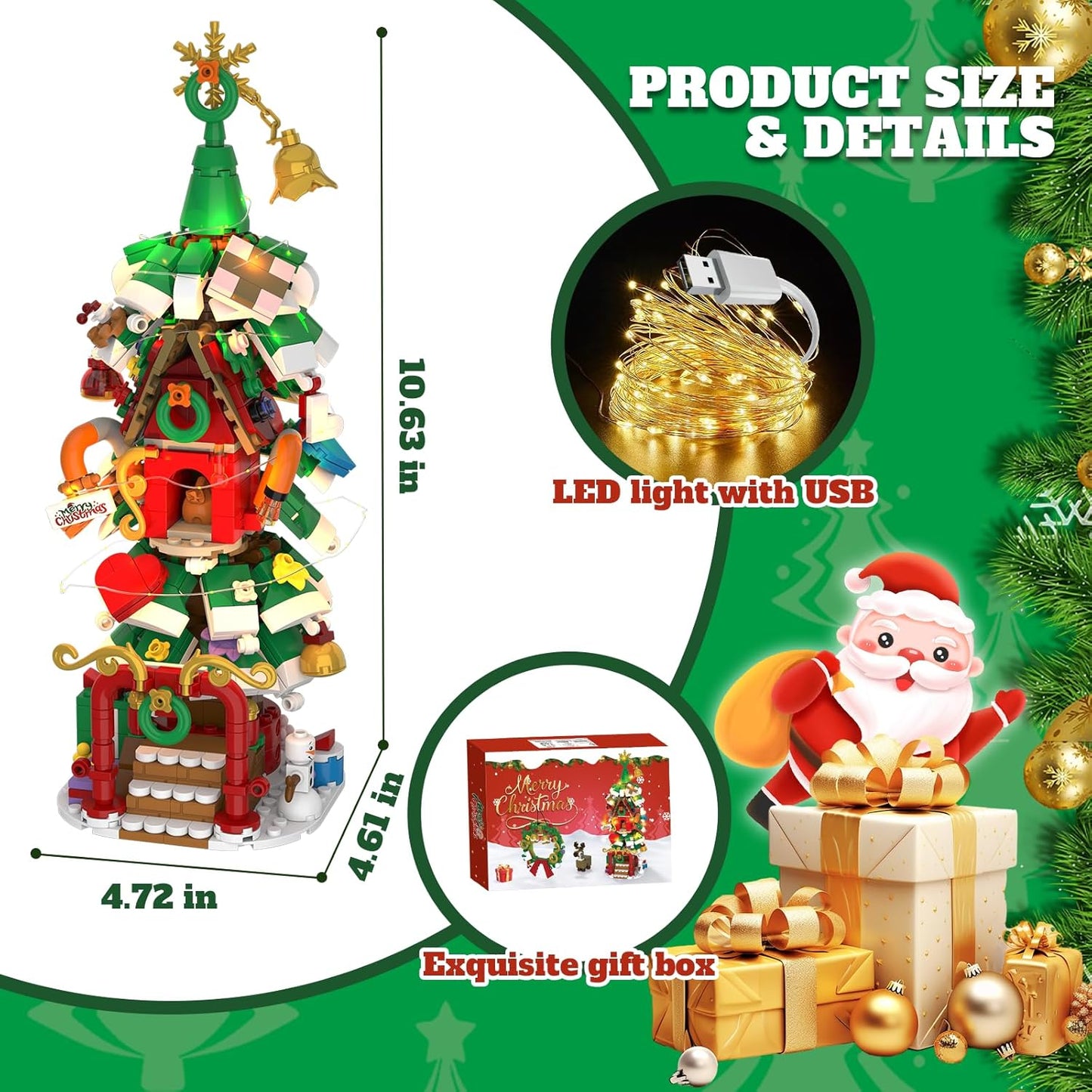Advent Calendar 2025 - Christmas Tree House Building Set with LED Lights & Reindeer | 24-Day Countdown Kit