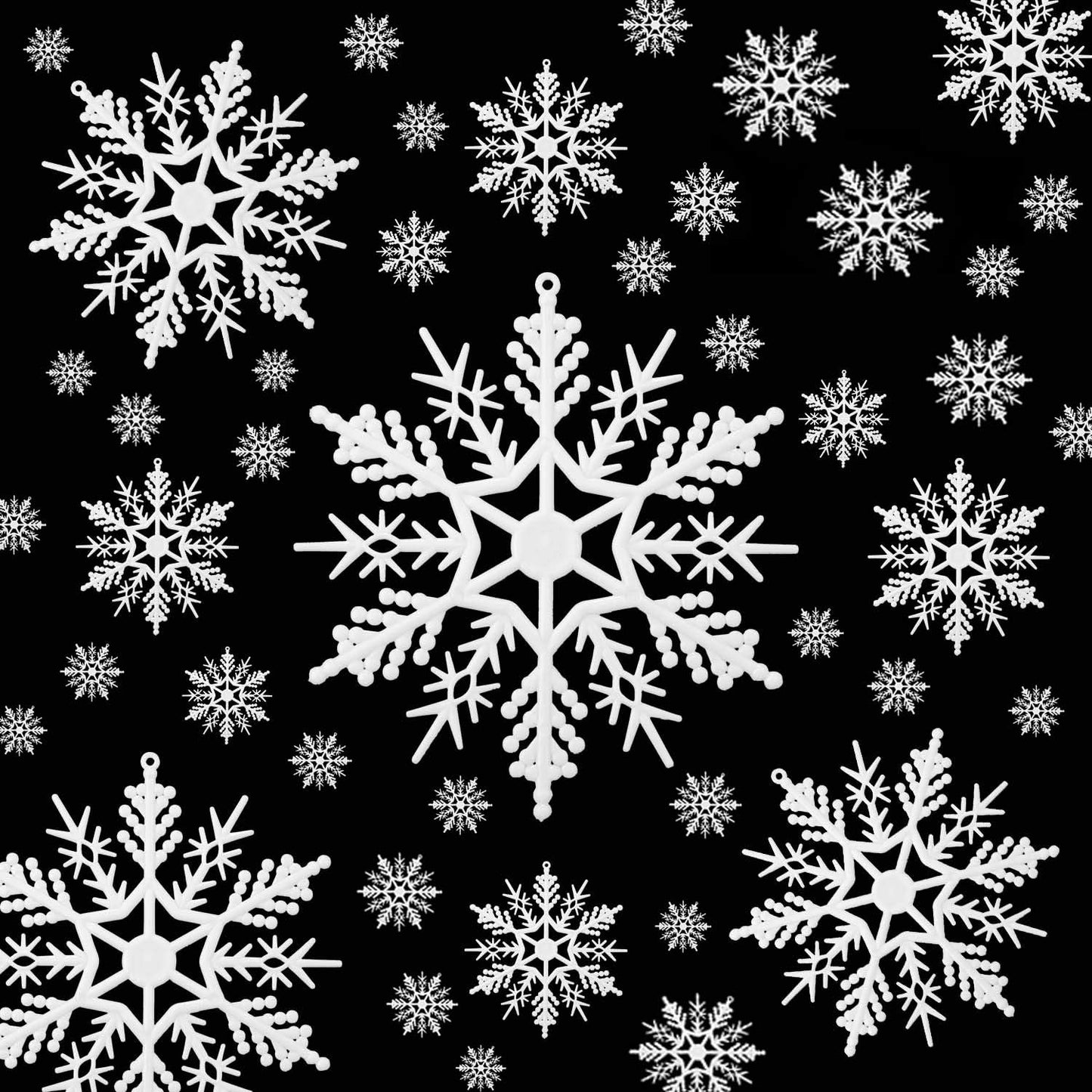 Tmflexe White Snowflake Ornaments - 110 Pieces for Christmas Decoration | DIY Art Crafts in 6 Sizes
