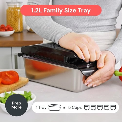 Fullstar Pro Vegetable Chopper & Spiralizer - 9-in-1 Kitchen Gadget with Container, SS Black