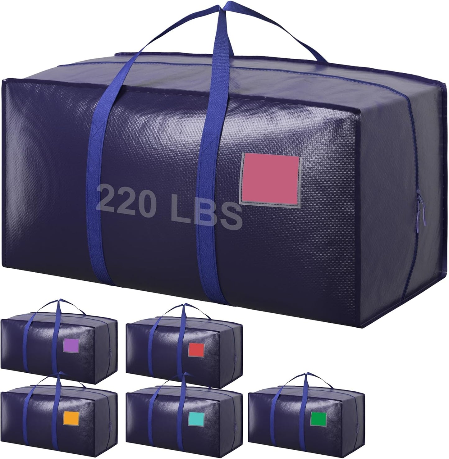 Skiennix 6 Pack Moving Bags - Extra Large 93L Waterproof Storage Totes for Home & College | Blue
