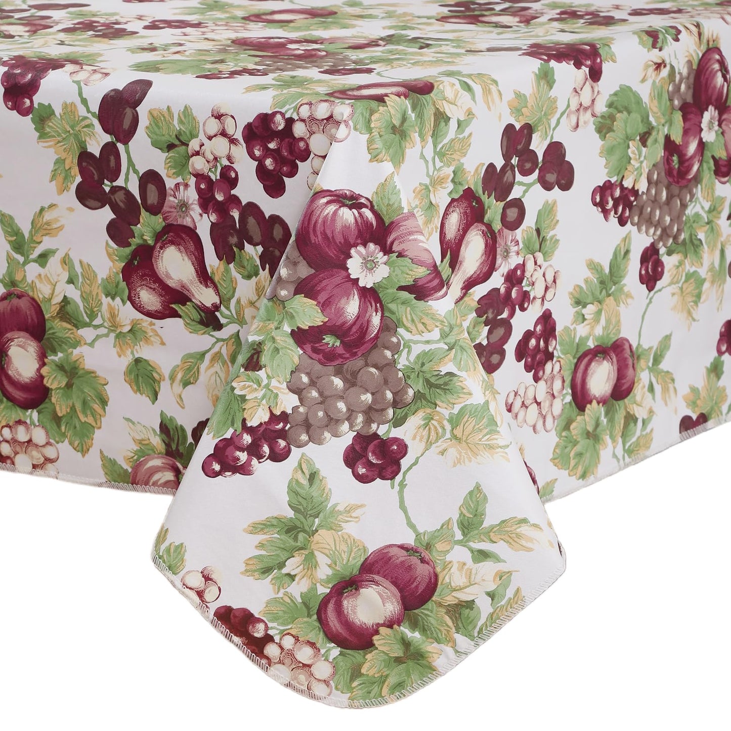 Walrus Heavy Duty Vinyl Tablecloth with Flannel Backing Waterproof Oil-Proof Plastic Table Cloth Stain-Resistant Wipeable Rectangle or Square Table Cover for Indoor and Outdoor (Fruits, 60x102 Inch)